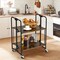 Rustic Brown Wooden Foldable Rolling Cart with Metal Frame and Storage Shelves Suitable to Any Room